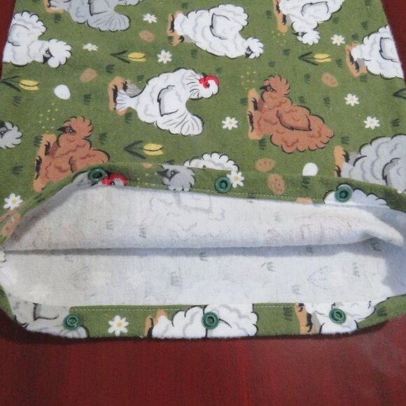 Heating Pad Cover, 12 x 15, Soft Green Flannel With Chickens, 3 Snap Closure - Picture 3 of 4